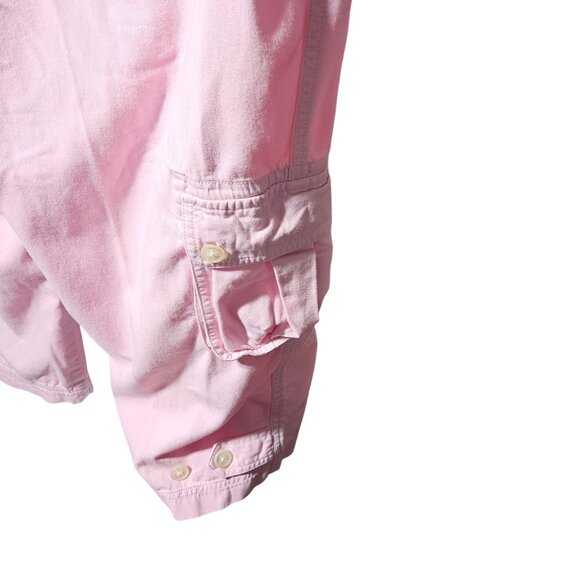 Lauren Pink Cargo Pants Womens Size 14 P Relaxed Fit Cotton Blend With Button De - Picture 9 of 10